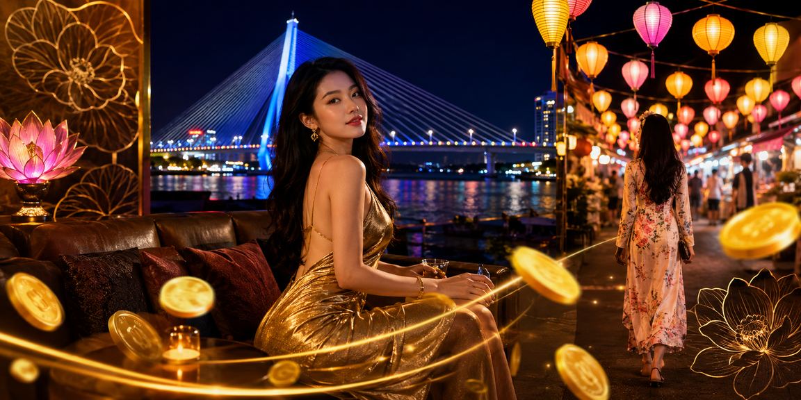 Khung cảnh chợ đêm Cần Thơ với ánh đèn neon cá cược